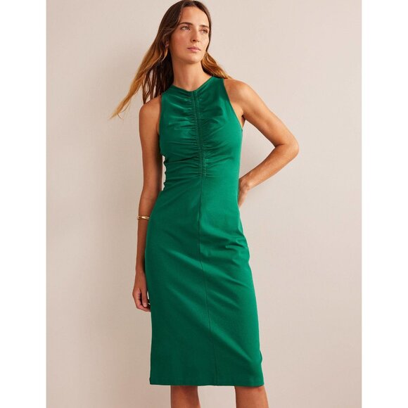 NWT Boden Racer Jersey Midi Dress in Bright Emerald 4 - Picture 1 of 4